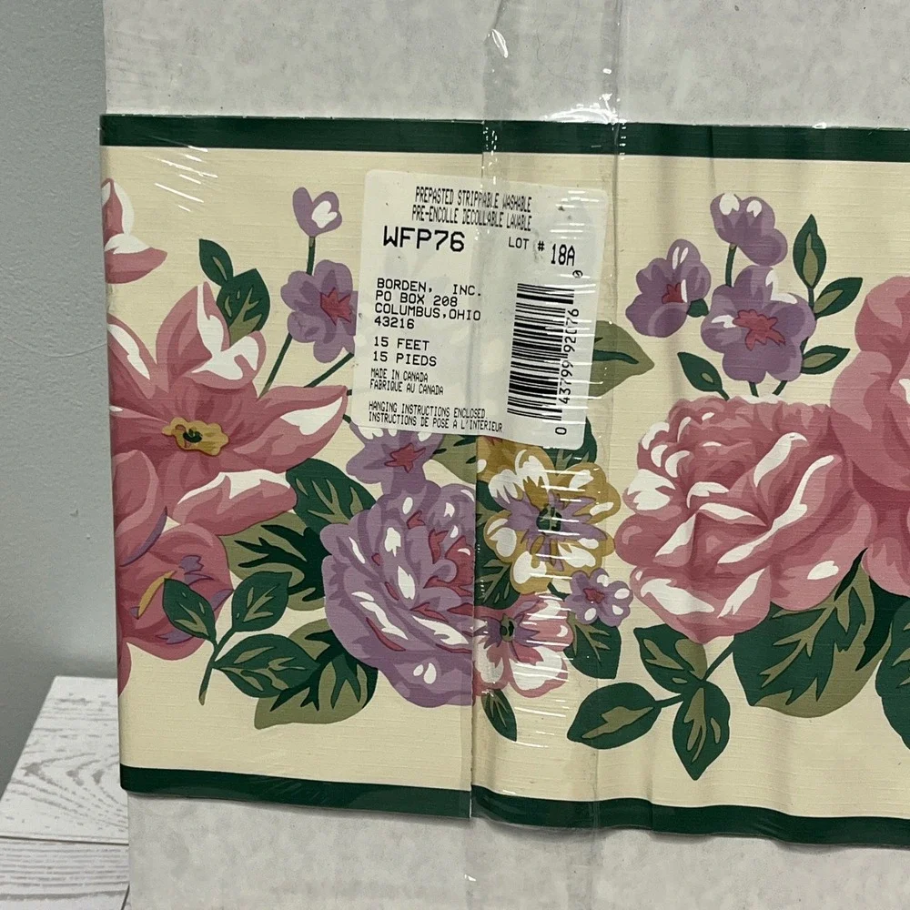 Martha‎ Stewart Floral Wallpaper Border 3 Rolls Ardley Pink Purple Gold 15yd NEW